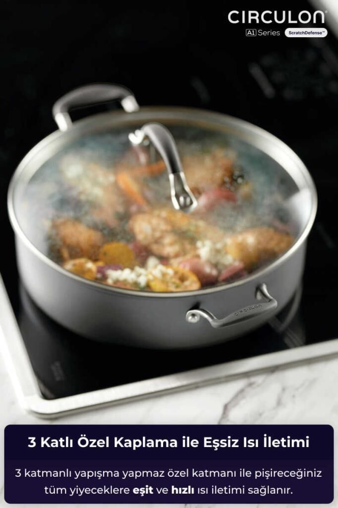 CİRCULON CAM KAPAKLI SIĞ TENCERE 24CM