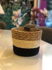 HASIR SİYAH KREM 3 PARÇA SEPET/SAKSI