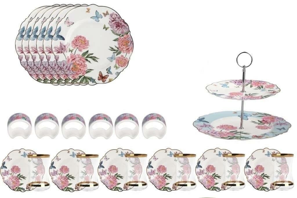PEMBE ÇİÇEK DESEN 6 KİŞİLİK 27 PARÇA SERVİS SETİ