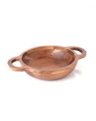 AKASYA KULPLU 4'LÜ SUNUM TABAK/KASE 18CM