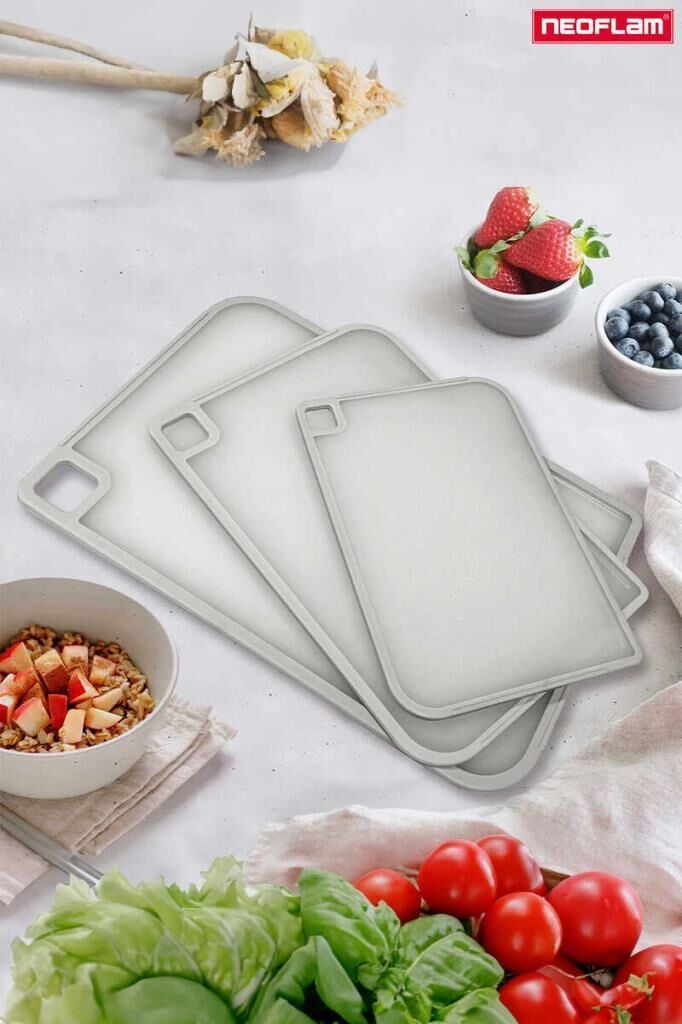 FİKA GRİ 3 PARÇA KESME TAHTASI SETİ