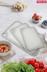 FİKA GRİ 3 PARÇA KESME TAHTASI SETİ