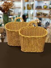 BEJ SENTETİK RATTAN ASKILI SEPET 2'Lİ