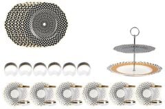 SİYAH ÇİZGİ DESEN 6 KİŞİLİK 27 PARÇA SERVİS SETİ