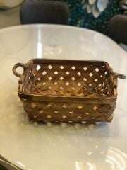 AHŞAP HASIR KARE SEPET 36X36X11CM