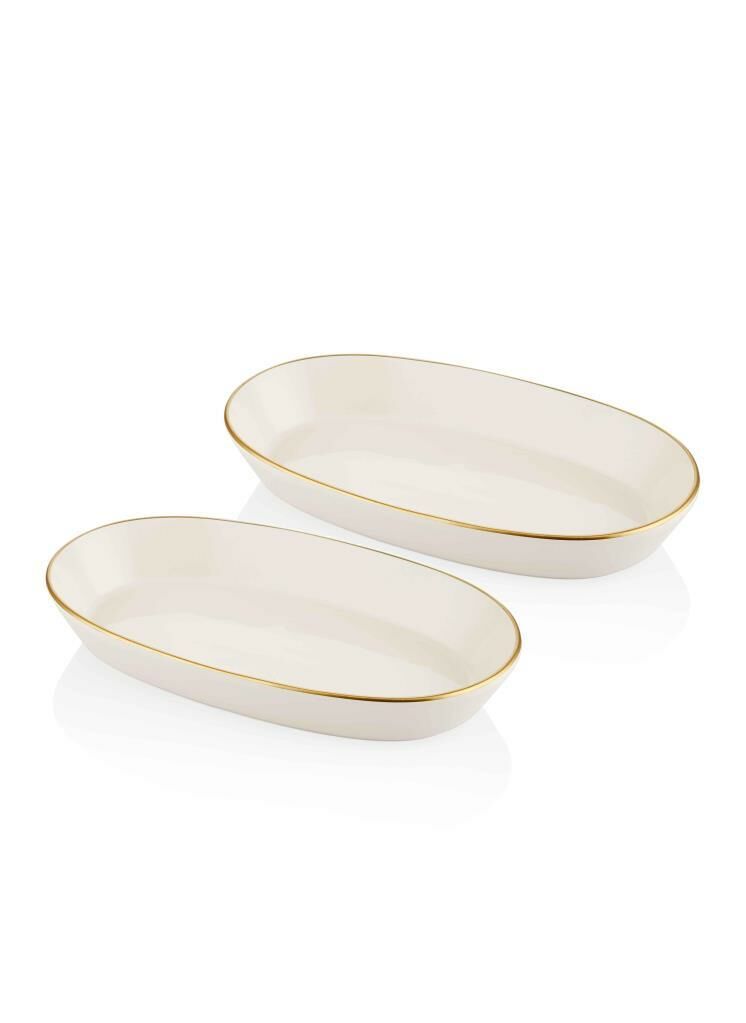 BASIC KREM 2'Lİ OVAL SERVİS TABAK 29CM