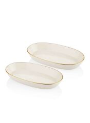 BASIC KREM 2'Lİ OVAL SERVİS TABAK 29CM