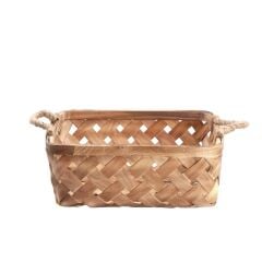 AHŞAP HASIR KARE SEPET 36X36X11CM