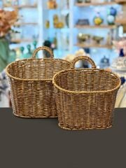 KAHVERENGİ SENTETİK RATTAN ASKILI SEPET 2'Lİ