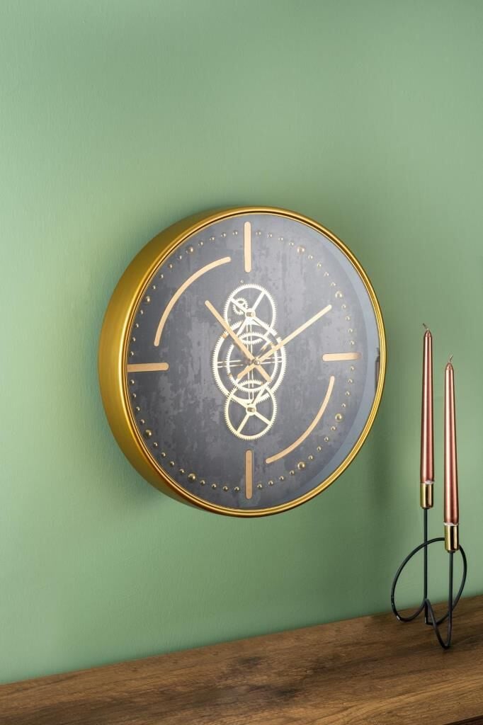 ALTIN ÇARKLI DUVAR SAATİ 46CM