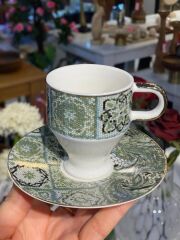 YEŞİL MOZAİK DESEN TEK KİŞİLİK TÜRK KAHVESİ FİNCANI