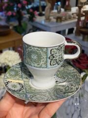 YEŞİL MOZAİK DESEN TEK KİŞİLİK TÜRK KAHVESİ FİNCANI