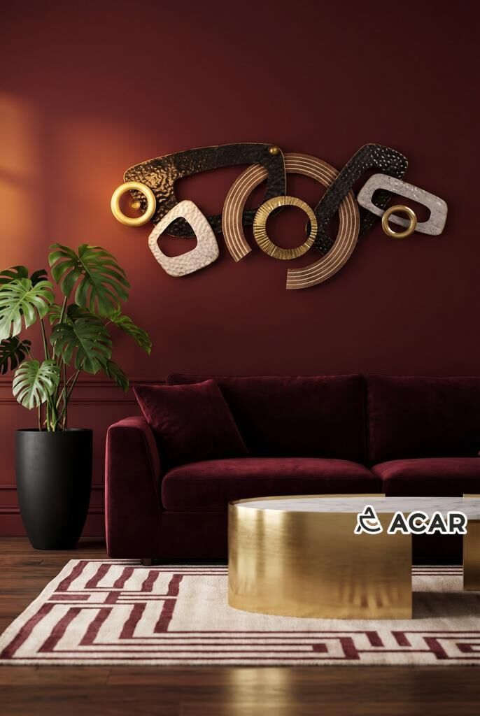 BRONZ ALTIN SOYUT DESEN METAL TABLO 92X41CM