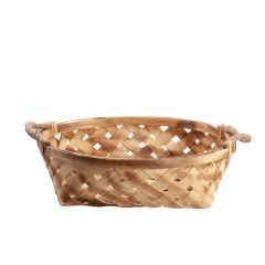 AHŞAP HASIR YUVARLAK SEPET 43X43X11CM