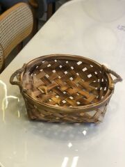 AHŞAP HASIR YUVARLAK SEPET 36X36X10CM