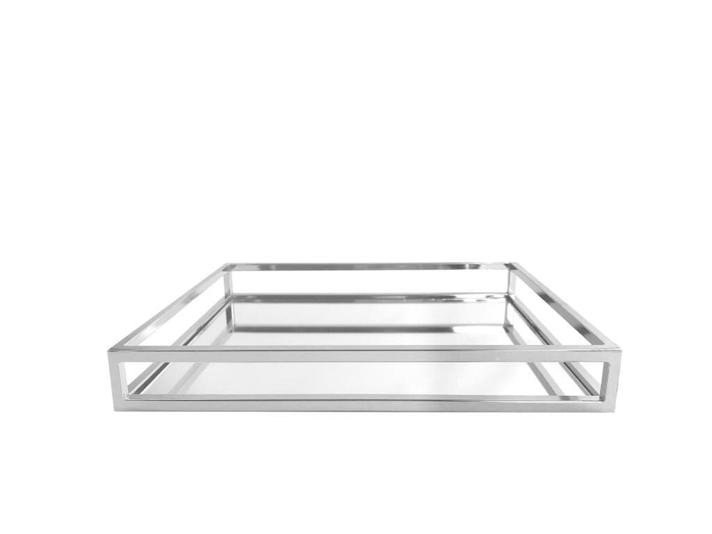 2 KATLI AYNALI GÜMÜŞ TEPSİ 40CM
