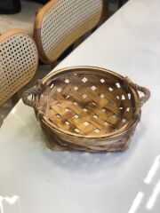 AHŞAP HASIR YUVARLAK SEPET 25X25X9CM