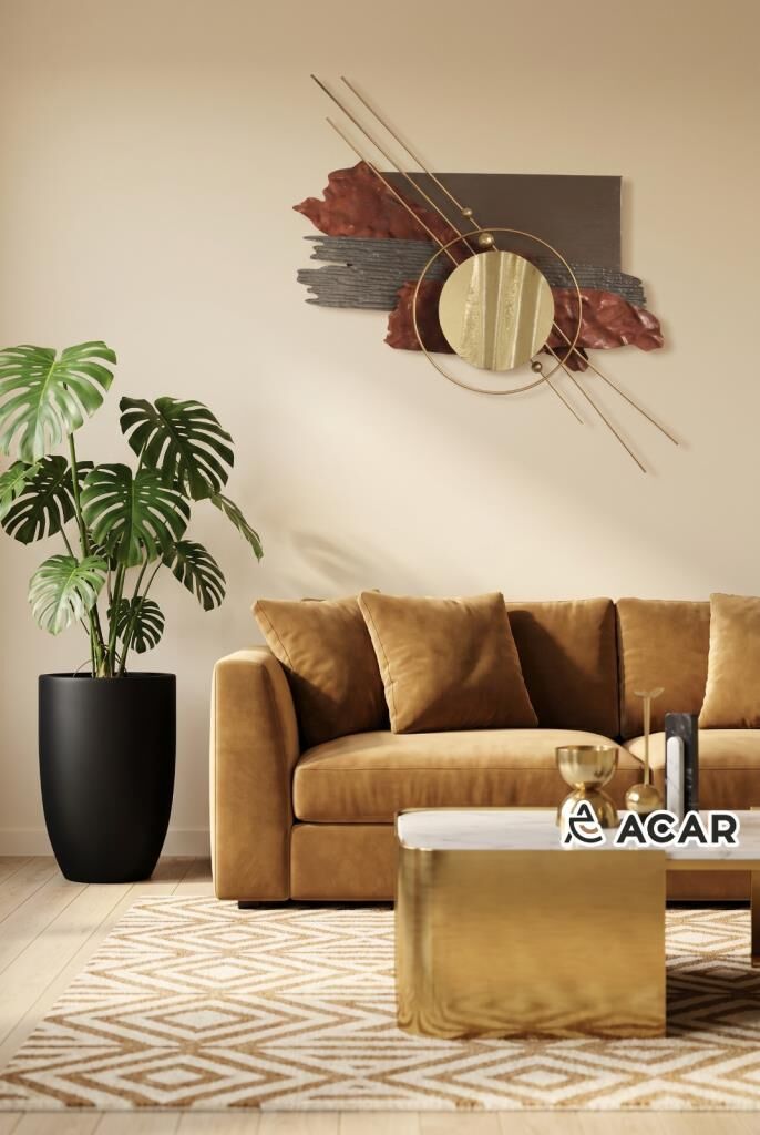BORDO ALTIN SOYUT DESEN METAL TABLO 70X67CM