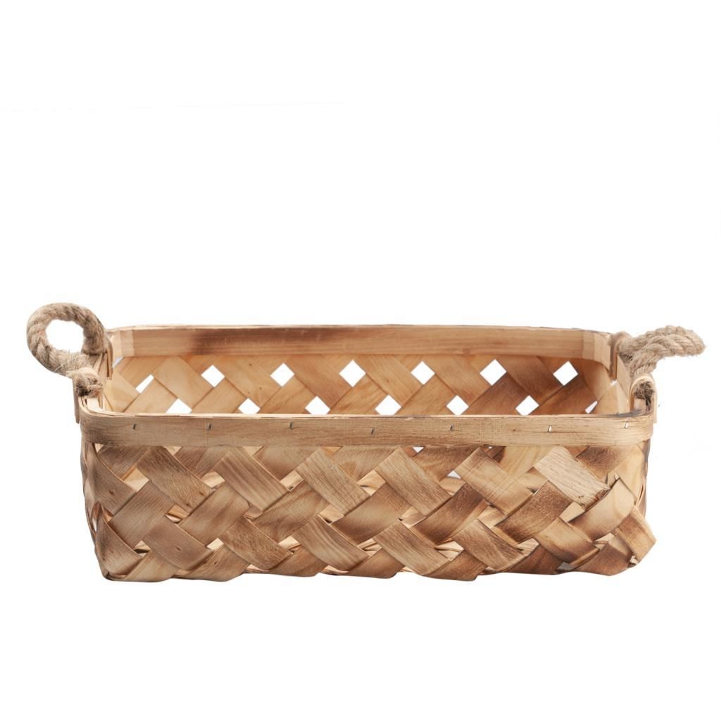 AHŞAP HASIR DİKDÖRTGEN SEPET 40X30X11CM