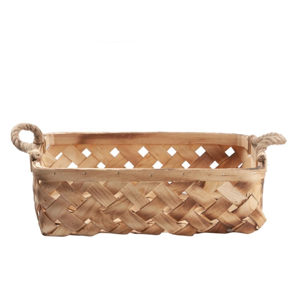 AHŞAP HASIR DİKDÖRTGEN SEPET 40X30X11CM
