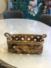 AHŞAP HASIR DİKDÖRTGEN SEPET 27X27X9CM