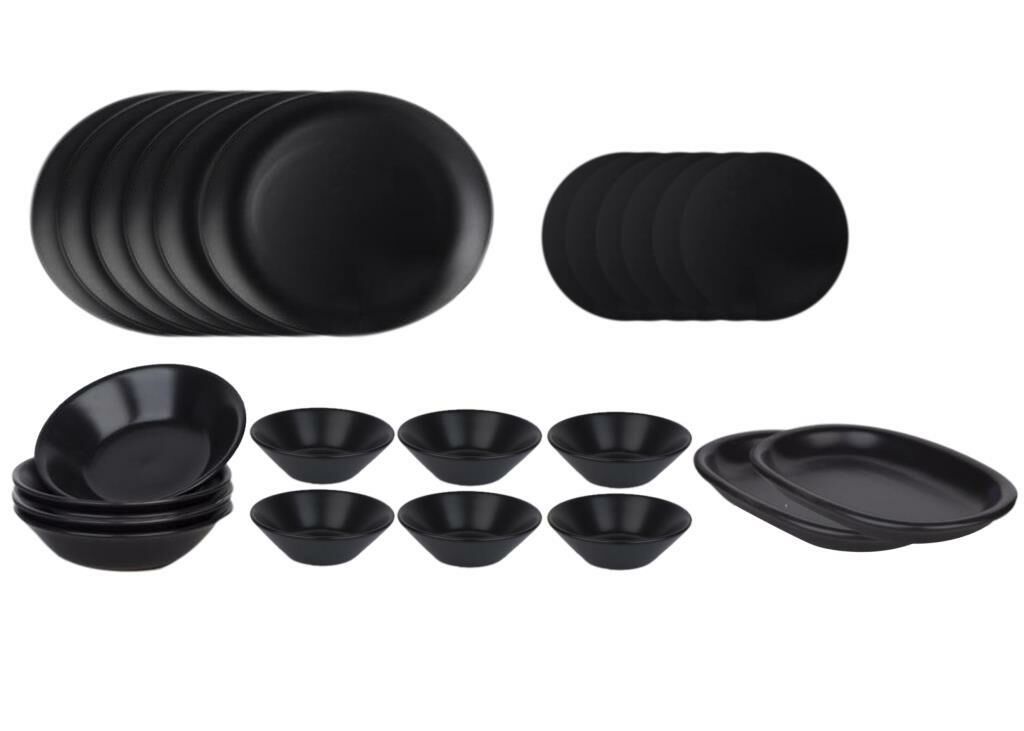 MAT SİYAH 26 PARÇA 6 KİŞİLİK SERVİS/YEMEK TAKIMI