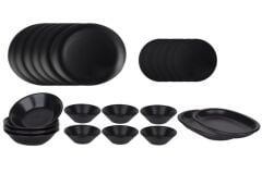 MAT SİYAH 26 PARÇA 6 KİŞİLİK SERVİS/YEMEK TAKIMI