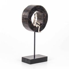 GÜMÜŞ ESKİTME KAİDELİ İNSAN DEKOR 19CM