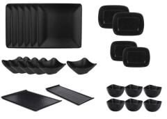 MAT SİYAH 24 PARÇA 6 KİŞİLİK SERVİS/KAHVALTI SETİ