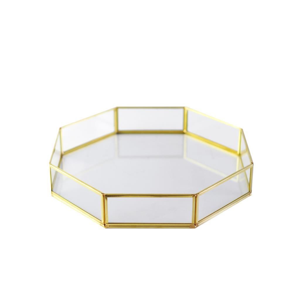 ALTIN SEKİZGEN TEPSİ/DEKOR 25CM