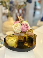 DEKORATİF TEPSİLİ SARI KOKU SETİ