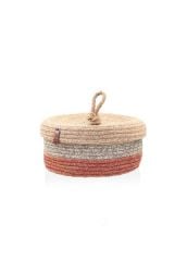 KİREMİT BAMBU JÜT YUVARLAK KAPAKLI SEPET 25X15CM
