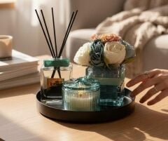 DEKORATİF TEPSİLİ MAVİ KOKU SETİ