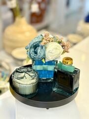 DEKORATİF TEPSİLİ MAVİ KOKU SETİ