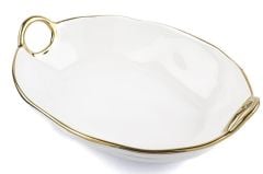 GOLD RİMLİ DERİN OVAL SERVIS KASE 40X29X8CM