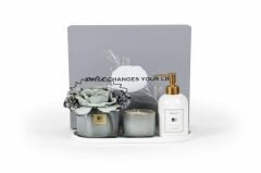 DEKORATİF OVAL TEPSİLİ GRİ KOKU SETİ