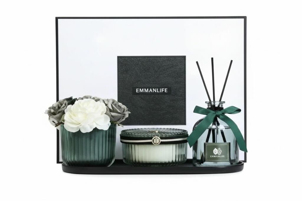 DEKORATİF OVAL TEPSİLİ MAVİ KOKU SETİ