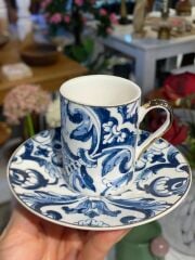 MAVİ ŞAL DESENLİ TEK KİŞİLİK TÜRK KAHVESİ FİNCANI