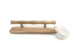 AHŞAP/STONEWARE 5 PARÇA SOSLUK/FİNCAN SET