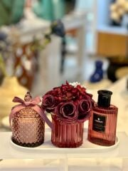 DEKORATİF OVAL TEPSİLİ BORDO KOKU SETİ