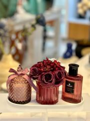 DEKORATİF OVAL TEPSİLİ BORDO KOKU SETİ