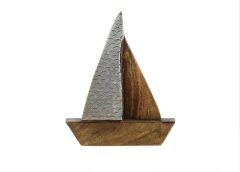 AHŞAP GÜMÜŞ MARİN YELKENLİ DEKOR 19X23CM