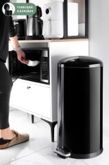 BOMBE KAPAKLI ÇÖP KOVASI 40LT SİYAH