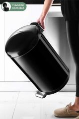 BOMBE KAPAKLI ÇÖP KOVASI 40LT SİYAH