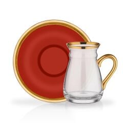 CAMILLOW KIRMIZI KULPLU ÇAY SETİ
