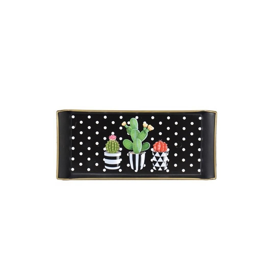 SİYAH DESEN1 DİKDÖRTGEN TEPSİ 13X29CM