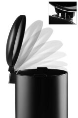 BOMBE KAPAKLI ÇÖP KOVASI 40LT MAT SİYAH