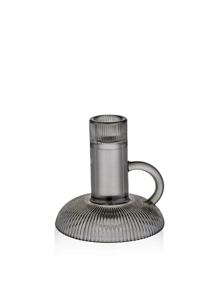 GRİ CAM DEKORATİF MUMLUK 10X10CM