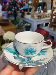 TURKUAZ DESENLİ TEK KİŞİLİK TÜRK KAHVESİ FİNCANI