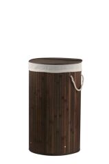 BAMBU YUVARLAK KOYU KAHVE KATLANIR ÇAMAŞIR SEPETİ 60CM